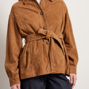 Premium-Belted-Brown-Suede-Jacket-front