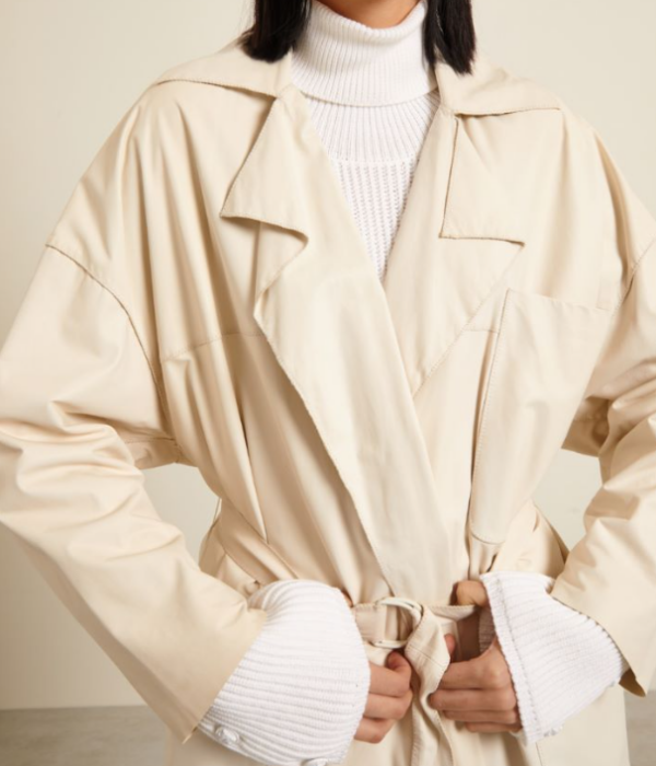 Stylish-Ivory-Long-Leather-Trench-Coat-close-up